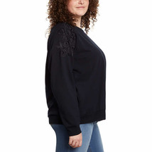 Gloria Vanderbilt Women&#39;s Size Small Black Lace Trim Pullover Sweatshirt... - $15.29