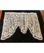 White Lace Flower Window Swag Curtain 68x38 - £14.79 GBP