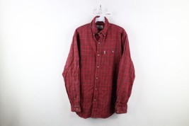 Vintage Carhartt Mens Medium Faded Spell Out Flannel Button Down Shirt Red Plaid - £31.34 GBP