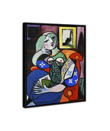 Framed Pablo Picasso Woman With a Book Painting Oil Canvas Print Wall Art  - $40.08 CAD+
