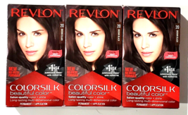 3 Pack Revlon 20 Brown Black Colorsilk Beautiful Hair Color Permanent - £20.32 GBP