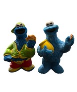 Vintage Cookie Monster Figurines Set Of 2 Sesame Street Collectibles Blu... - $13.10 CAD