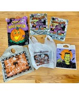 Vintage Halloween Trick or Treat Bag lot of 6 Haunted House, Ghost, Pumpkin - $19.99