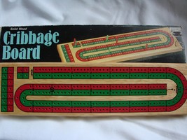 Cardinal No.62 CRIBBAGE Board 2 Player Continuous Track Solid Wood Red and Blue - $14.84