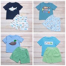 NEW Boutique Boys Shorts Outfit Set Crab Fishing - £10.01 GBP