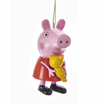 Kurt Adler Peppa Pig In Classic Red Dress Holding Teddy Bear Christmas Ornament - £6.29 GBP