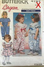 Vintage Butterick 4767 Bryan Easy Pattern for Child&#39;s Jumpsuit and Dress... - $6.00
