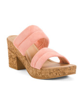 New Pink Suede Platform Cork Sandals Size 8 M - £38.21 GBP