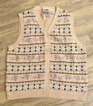 Northern Reflections Womens Sweater Vest Size Large Button Up Tab Purple... - $18.29