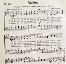 1883 Gospel Hymn Waiting Sheet Music Victorian Church Religious ADBN1hhh - $19.99