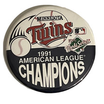 1991 Minnesota Twins American League Champions MLB Pinback Button Pin 3-... - £3.91 GBP