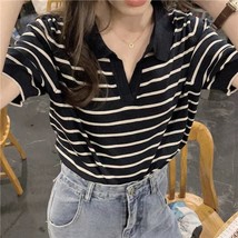 Women Tees  Vintage Office Lady Y2k Top V-neck Summer Harajuku BF Clic Cropped S - £77.37 GBP