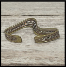 Vintage 5 Band Mixed Metal Wave Cuff Bracelet Copper Brass Silver Wavy Bracelet image 4