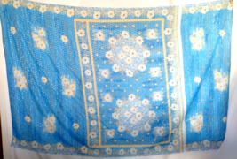 Table Topper Aqua, white and Gold Embroidered 43&quot; x 66&quot; Rectangular Sequins - £11.79 GBP