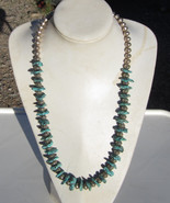 Huge Blue Center Drilled turquoise and Large Sterling Bead Necklace - £158.03 GBP