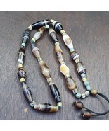 Antique Yemeni Middle Eastern Agate Eyes Patterns Suleimani Agate Necklace - £130.29 GBP