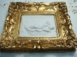Framed Stone Wall Plaque in stone compound, &quot;Nude&quot;, gorgeous frame - £97.21 GBP