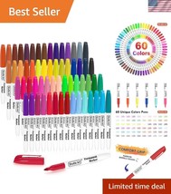Permanent Markers Set: 60 Bright Colors with Fine Tips for Doodling &amp; More - $39.00