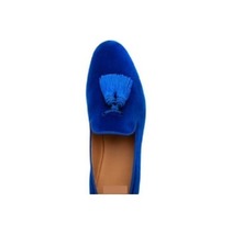 Blue Tassel Loafer Slip on Shoes Men&#39;s Suede Leather Premium Quality Handmade - £108.05 GBP