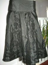 Zara black regal velvet embossed flared panel skirt size S boho gothic p... - $55.61