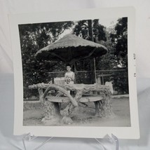 Vintage Photo Picture Original One Of A Kind Young Girl Wooden Fixture Outside - £6.34 GBP