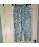 Talbots Vintage 100% Cotton Floral Print Slacks Teal Aqua White Women’s ... - $423.54 MXN