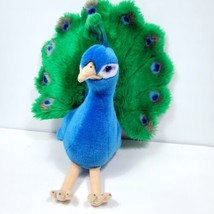 FAO Schwarz Peacock Plush Stuffed Animal 15” Blue Green Full Fan Feathers - £23.72 GBP
