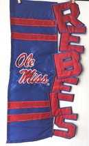 Rare Embroidered UniversityOf Mississippi Ole Miss Rebels Collegiate Flag Banner - £39.13 GBP