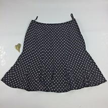 GAP Size 8 Black Silk Skirt A Line Trumpet Dots Pattern Lined Career Modest - $9.99