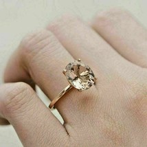 2Ct Oval-Cut Champagne Morganite Solitaire Engagement Ring 14K Rose Gold Over - £91.75 GBP