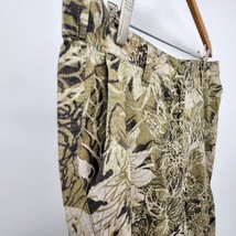 Axcess Capri Pants Womens Size 12 Green Tan Floral Cotton Cropped Drawstring Leg - £11.00 GBP