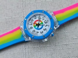 Accutime Girl Wristwatch Multi Color Rubber Strap Quartz Analog Watch - $17.00