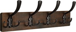 Wall Mount Wooden Coat Rack,Coat Hanger With 4 Metal Hooks For Dog, Dark... - $41.98