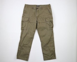 Vintage Lands End Mens Size 38x29 Distressed Wide Leg Cargo Pants Olive Green - £43.48 GBP
