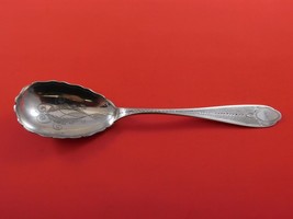 Bechtel Coin Silver Berry Spoon with Bright-Cut Handle and Scalloped Bowl 8 7/8&quot; - $127.71