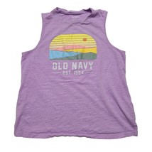 Old Navy Womens Everywear Size S Sleeveless Graphic T-Shirt Purple Sunset Logo - $9.95