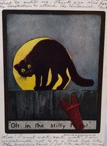 Halloween Postcard Black Cat On Fence Full Moon Ullman Series 138 Memphis 1909 - £66.79 GBP