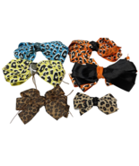 Little Girl Hair Bows Barrettes Lot 6 Animal Print Orange Yellow Blue 3&quot;... - $9.45