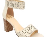 C Wonder Women Block Heel Ankle Strap Sandals Katie Size US 10 White Lea... - $34.65