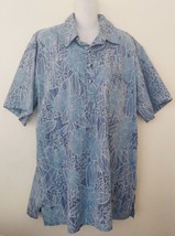 MENS Go Barefoot Hawaiian Blue Leaves And Flower X-Large Tall Button Shirt - £11.94 GBP