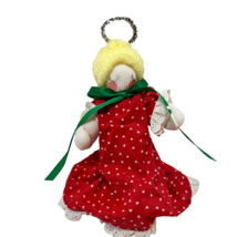 Vintage MCM Handmade Stockinette Christmas Angel Ornament or Tree Topper 10&quot; - £9.00 GBP