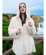 Snow Queen Dream - Beige Pearl Hooded female Mink Fur Coat Jacket Fast S... - €474,58 EUR
