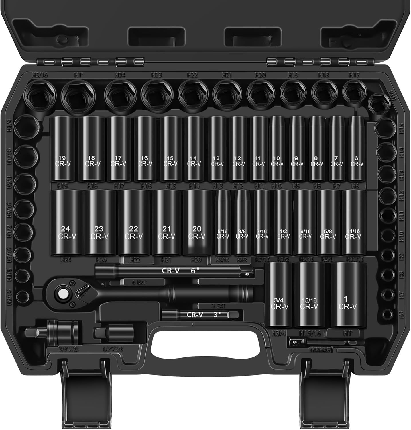 Aloanes 64-Piece 3/8&quot; Drive Socket Set, Sae (5/16&quot;-1&quot;) &amp; Metric (6Mm-24M... - $81.97