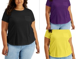 STYLE &amp; COMPANY Women&#39;s T-Shirt, Relaxed Fit Curved Hem, Plus Size: 0X - 3X - $11.02