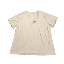 Men&#39;s Beige Henley Shirts V Neck T Shirts 2XL - $14.08