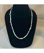 Handcrafted Glass Bead Necklace Multi-Colored Pastel Beads Spring Easter... - £22.68 GBP