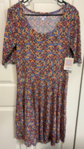 Lularoe Nicole 2XL Kaleidoscope Knee Length Elbow Sleeve Dress NEW - $20.94 CAD