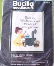 Bless my Kitchen Sampler Bucilla Needlecraft Kit Gina 48834 Vintage New 11 x 14&quot; - £9.47 GBP