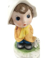 Little girl with dog figurine Vintage retro 1970s big eyed ceramic cute ... - £15.31 GBP