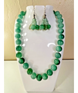 Sterling Silver Cloudy Turquoise Blue Jade Stone Beaded Necklace & Earring Set - £96.91 GBP